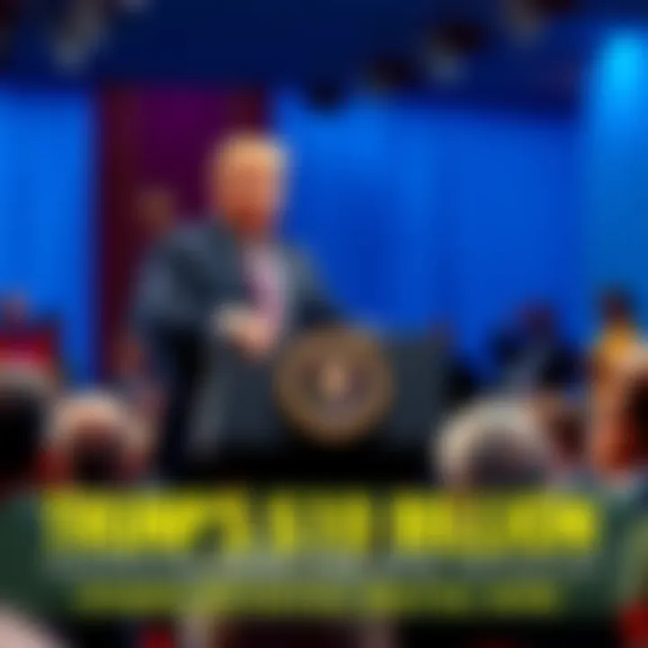 Trump Announces $10 Billion Initiative President Trump speaking at a podium announcing a new initiative funded by $10 billion of taxpayer money, with people in the audience reacting with surprise and concern.