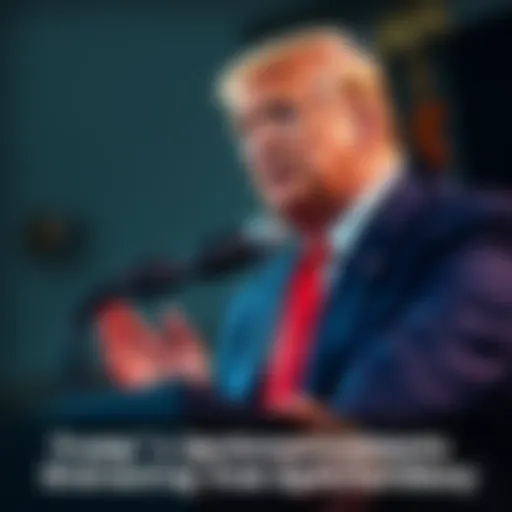 Former President Trump making a speech during a press conference.