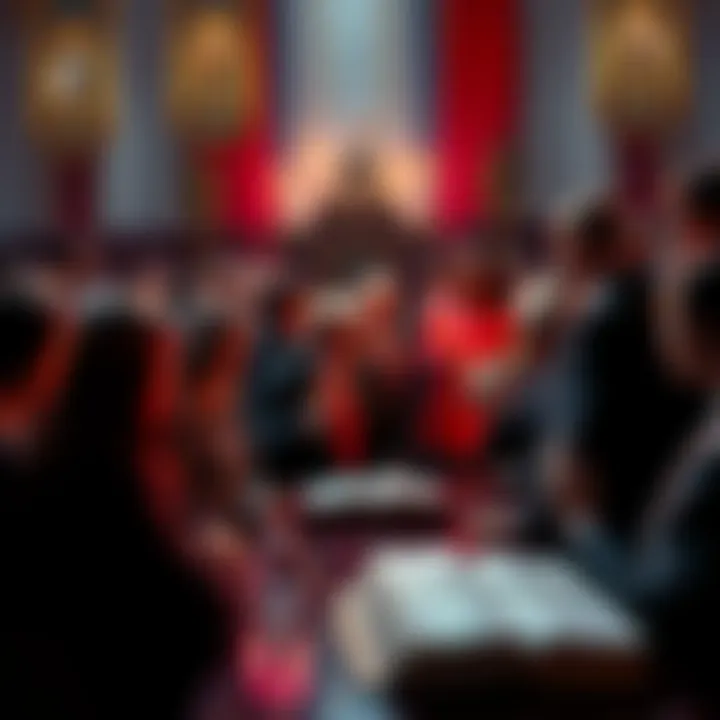 Donald Trump and the Antichrist Discussion A crowd discussing the theory that Donald Trump may be the Antichrist, with biblical texts visible on a table.