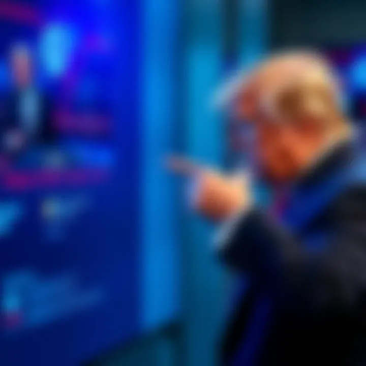 Former President Trump pointing at a screen showing Charlie Kirk's post with a glitch