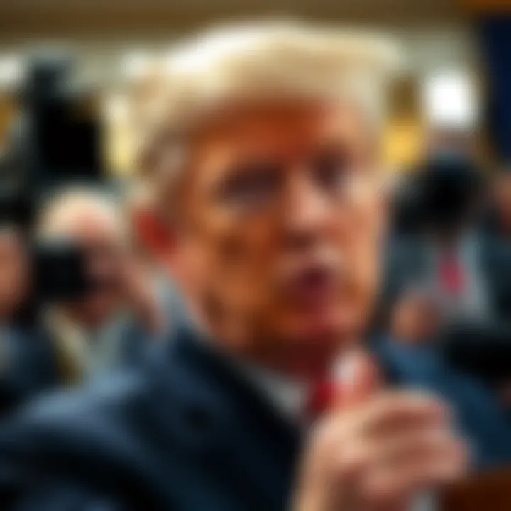 A close-up of Trump's Chief of Staff discussing connections to Epstein Files at a press conference, journalists taking notes in the background.