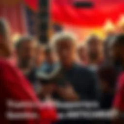 A group of Christian supporters looking worried while discussing Trump, some holding Bibles and others with concerned expressions.