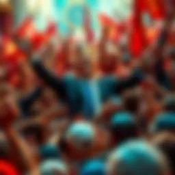 Trump surrounded by cheering supporters, proclaiming himself king on Palm Sunday