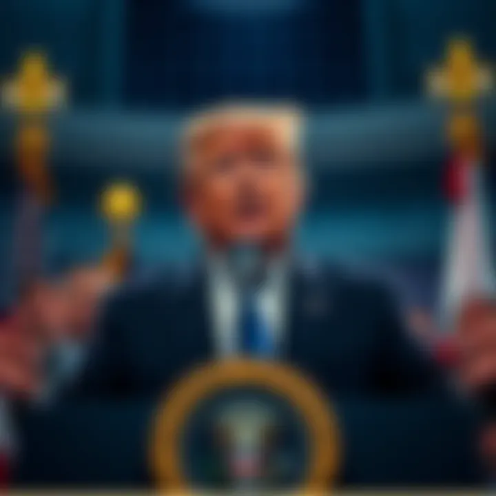 President Trump at a podium announcing measures against Venezuelan drug traffickers