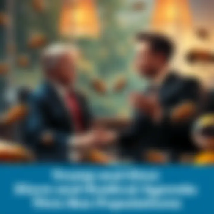 Trump and Elon Musk in a meeting discussing their agenda, surrounded by images of bees and nature, symbolizing environmental concerns.