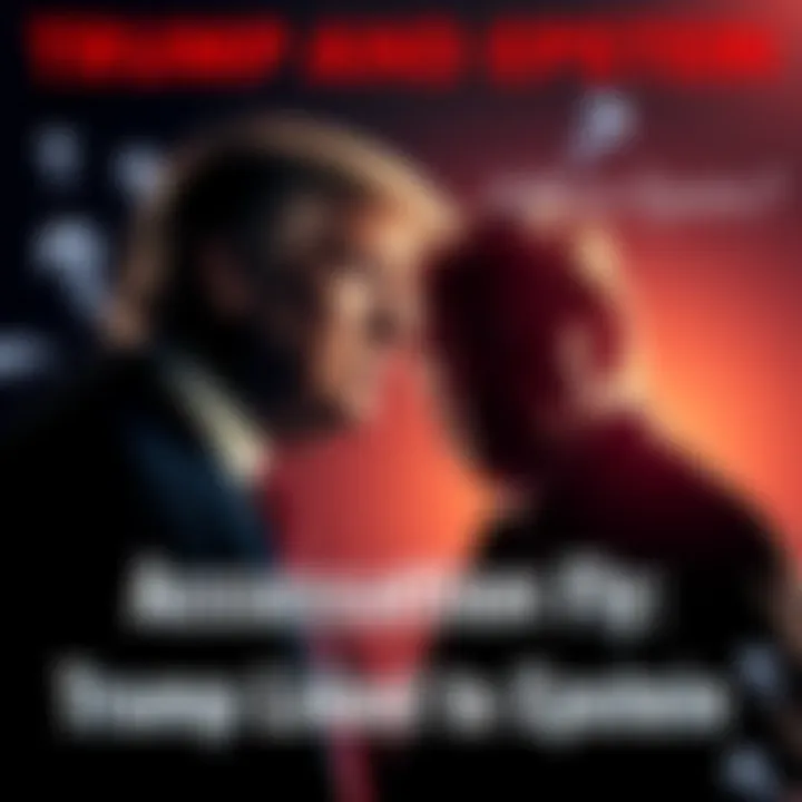 A graphic showing President Trump and a shadowy figure representing Jeffrey Epstein, with question marks around, symbolizing accusations of involvement in Epstein's death.