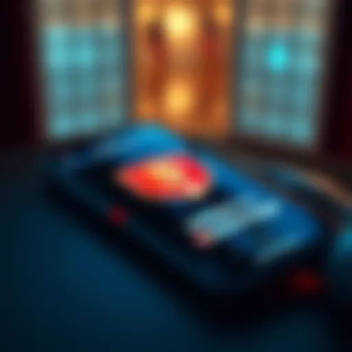 A smartphone displaying an app interface that encourages loyalty to President Trump, featuring patriotic colors and symbols.