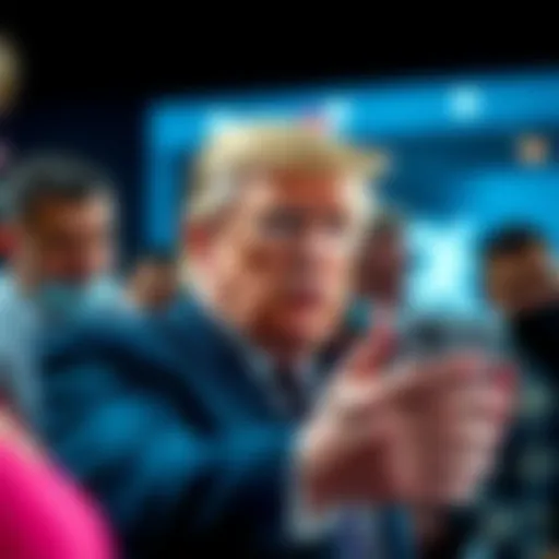 Former President Donald Trump sharing a video on social media about medbed conspiracy theory, with people commenting in the background.
