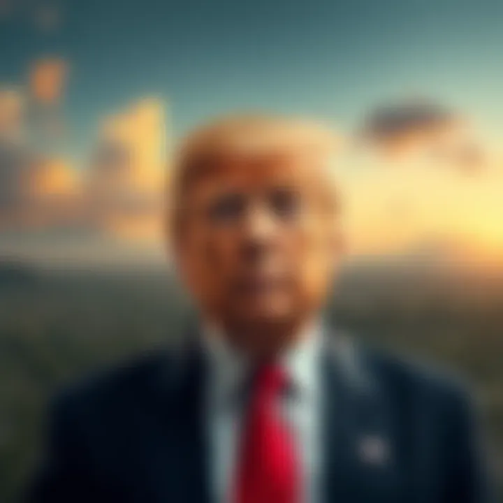 A thought-provoking portrayal of Trump amidst a backdrop of El Salvadorian landscapes, symbolizing the controversial relocation proposal.