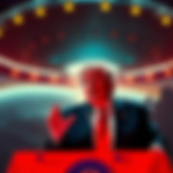 Donald Trump speaking in front of an alien spaceship, with images of documents related to Epstein in the background.