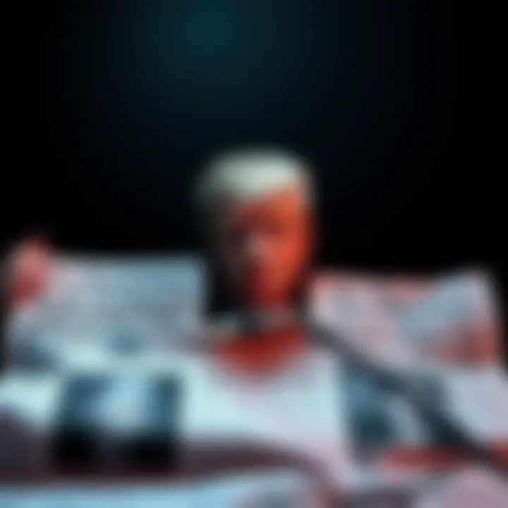 Graphic showing newspaper headlines about Trump's alleged involvement in trafficking and murder in 1984, set against a dark, ominous background.