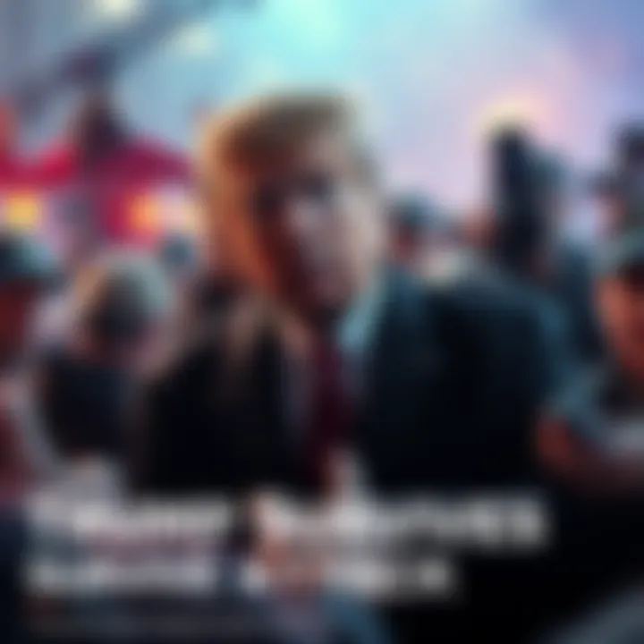 Former President Donald Trump surrounded by security after surviving an assassination attempt, with intense media coverage in the background.