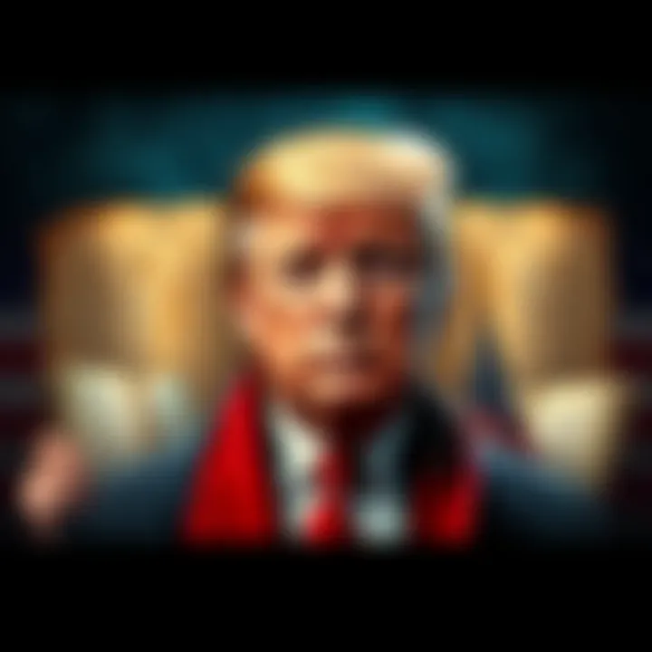 A depiction of Donald Trump surrounded by ancient scripture, hinting at connections to the Antichrist prophecy, with a political backdrop.