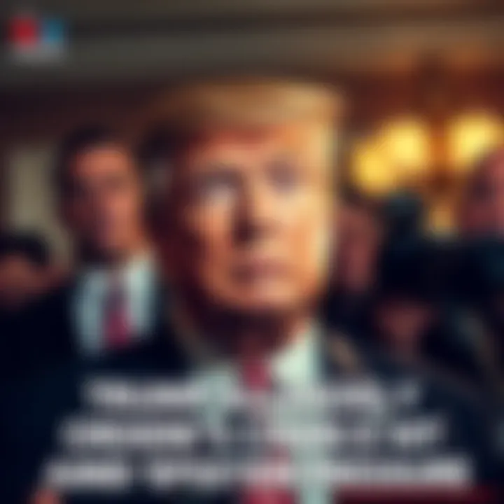 Former President Trump looks worried while holding a press conference, surrounded by reporters.