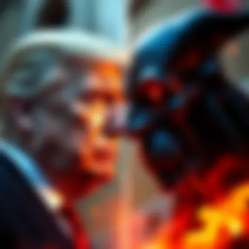 A split image showing Donald Trump on one side and Aleister Crowley on the other, both with serious expressions, symbolizing their controversial influence.