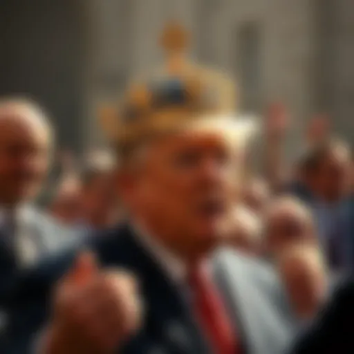 Donald Trump wearing the Crown of Jerusalem during the ceremony, surrounded by dignitaries and a cheering crowd.