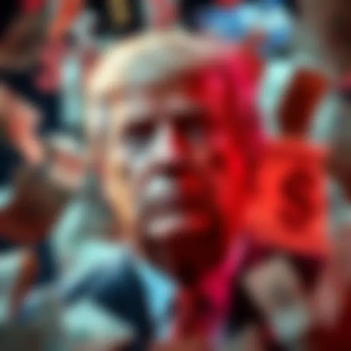 Trump with dollar signs Donald Trump surrounded by symbols of money, representing financial support from Pro-Israel groups