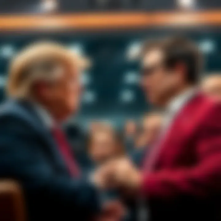 Trump and Elon Musk Discussion Donald Trump and Elon Musk in a public forum discussing conspiracy theories