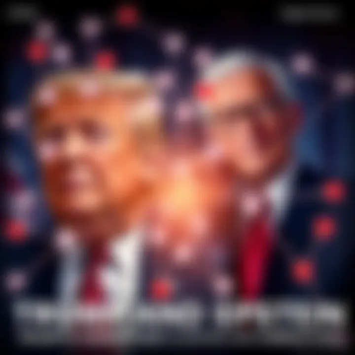 A graphic showing Donald Trump and Jeffrey Epstein with a web of connections to powerful figures, hinting at political influence and corruption.