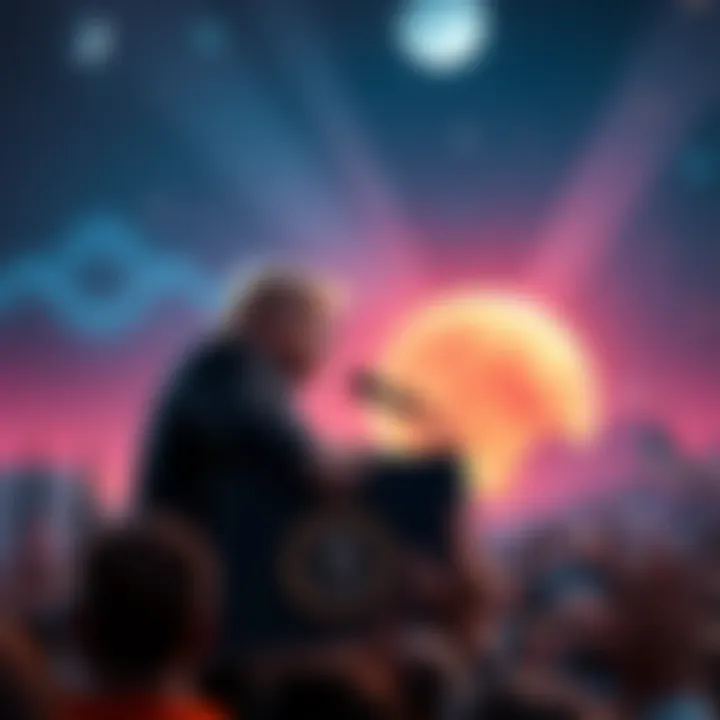 President Trump at a podium, addressing a crowd about extraterrestrial life