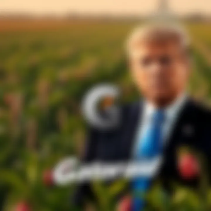 President Trump and Gatoraid logo with crops in the background, highlighting their initiative to tackle world hunger with a new product.