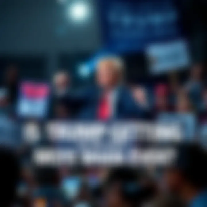 Donald Trump Making Headlines Donald Trump speaking at a rally, surrounded by supporters holding signs and cameras flashing