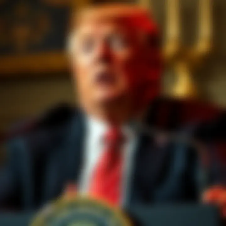 Former President Trump speaking at a podium, with a focus on his neck area and public appearance concerns