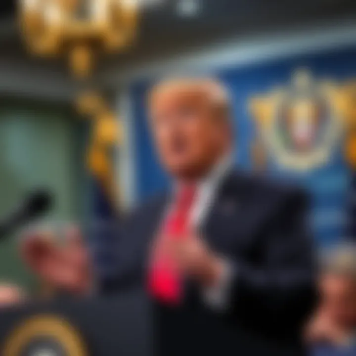 President Trump expressing his views on influencing Iran's next leader during a press conference