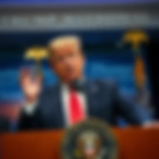 Donald Trump announcing his decision to drop the IRS lawsuit related to a $1.7 billion fund at a press conference