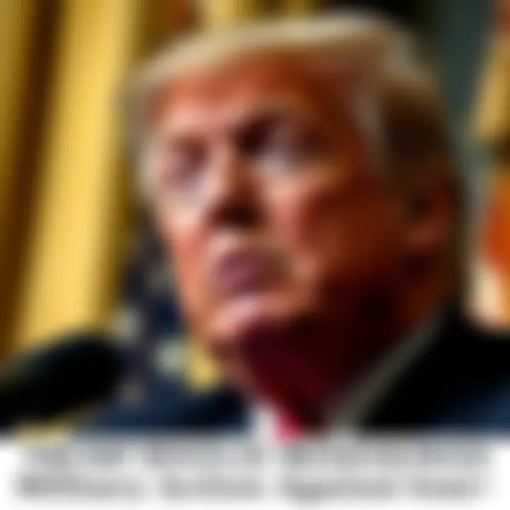 President Trump during a speech suggesting possible military action against Iran, with a serious expression
