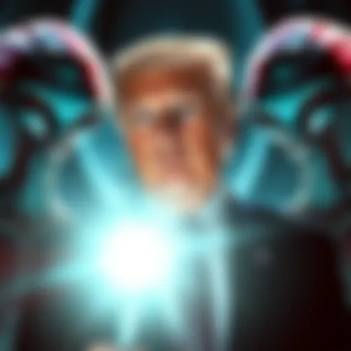 A digital artwork showing Donald Trump alongside beings resembling Nordic aliens, provoking reactions online.