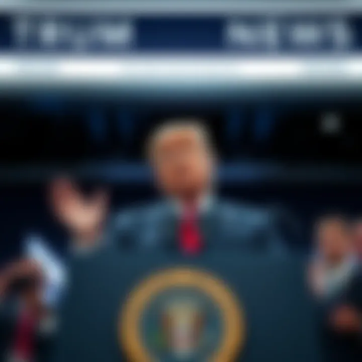 Donald Trump speaking at a podium while addressing the media, criticizing Barack Obama for comments about alien existence.