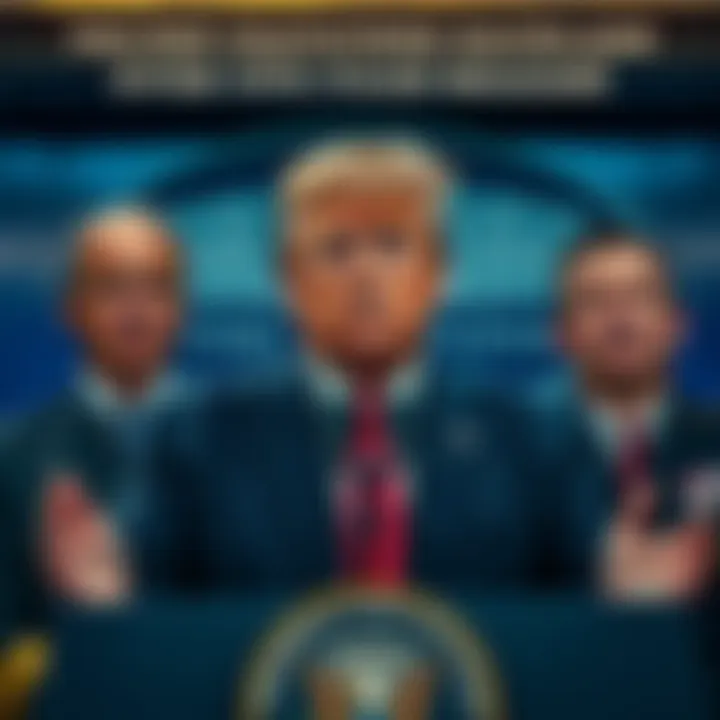 President Trump speaking at a press conference about UFO files release while looking serious, with Pentagon officials shown in the background appearing concerned.