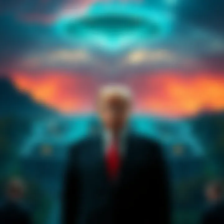 President Trump stands in front of the Pentagon, urging for the release of UFO information, while a silent Australia is shown in the background.