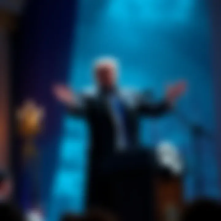 Trump Discusses Phantom of the Opera Former President Trump speaking passionately about Phantom of the Opera at a podium