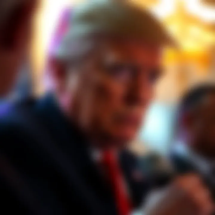 Donald Trump with a serious expression, appearing dismissive about the death of Charlie Kerr during a public event