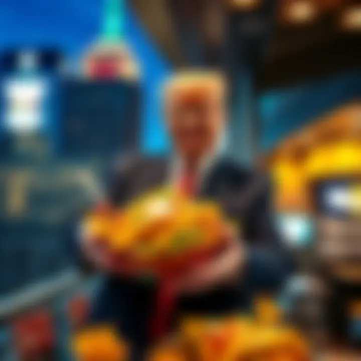 Donald Trump at Trump Tower Grill holding a taco bowl while smiling