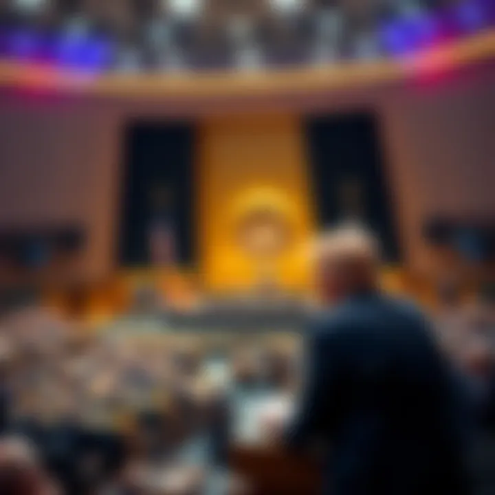 President Trump delivering a speech at the UN General Assembly in 2025, addressing world leaders and media.