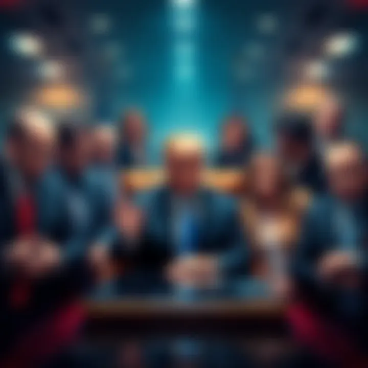 A visual representation showing Donald Trump surrounded by family members and associates making deals in a corporate setting, highlighting connections and potential corruption.