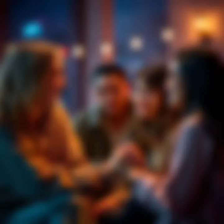 A group of friends enjoying a heartfelt moment, symbolizing trust and connection, as one shares a personal story with another who listens intently.