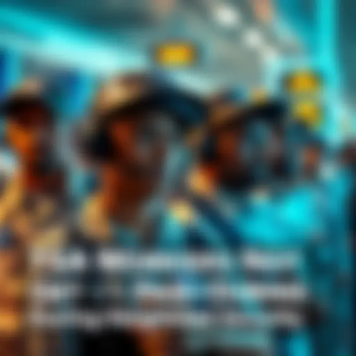 TSA workers at airport TSA agents working at airport security checkpoint with frustrated expressions