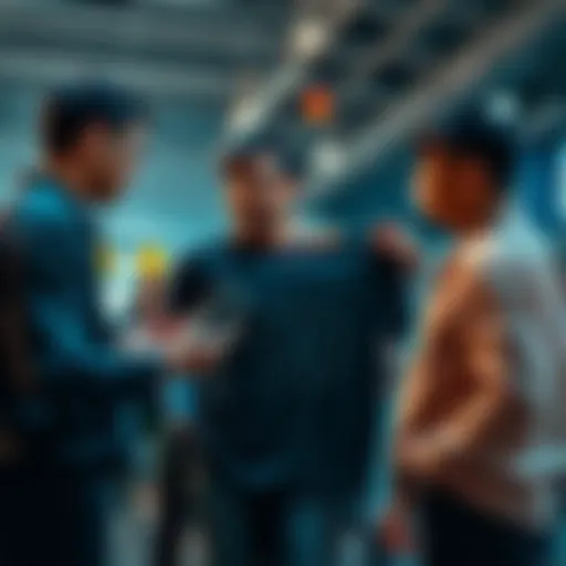 People collaborating to verify the authenticity of a T-shirt, sharing insights and expertise