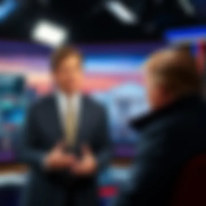 Tucker Carlson on a news set, expressing doubt about Donald Trump's decisions
