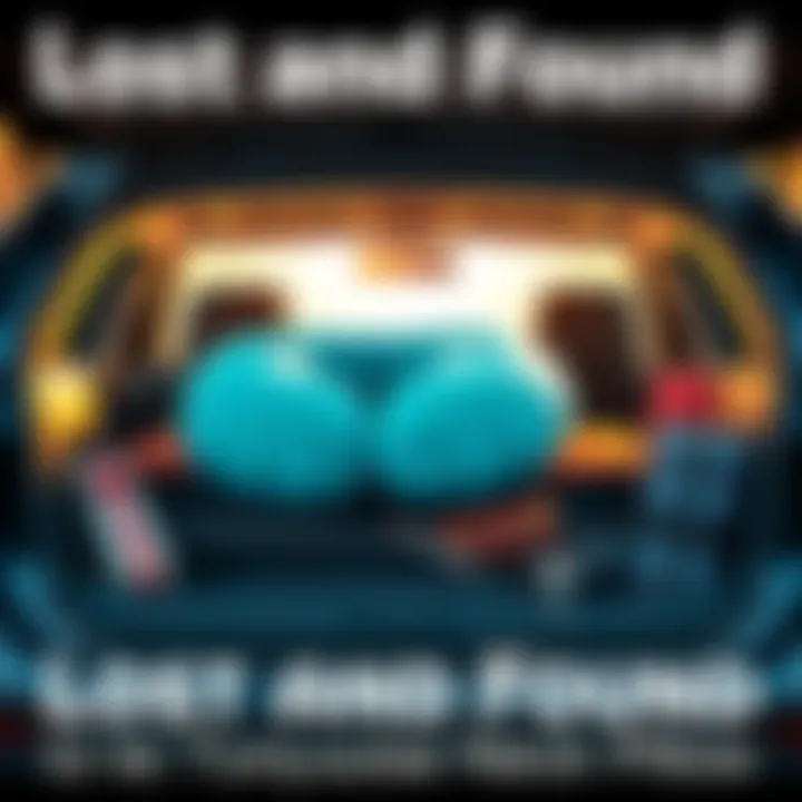 A turquoise neck pillow on a car trunk A close-up of a turquoise neck pillow resting on the open trunk of a car, surrounded by travel items.