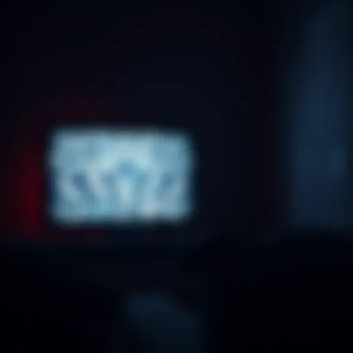 A dimly lit room with a glowing television screen showing static, reflecting an eerie atmosphere after a neighbor's death.