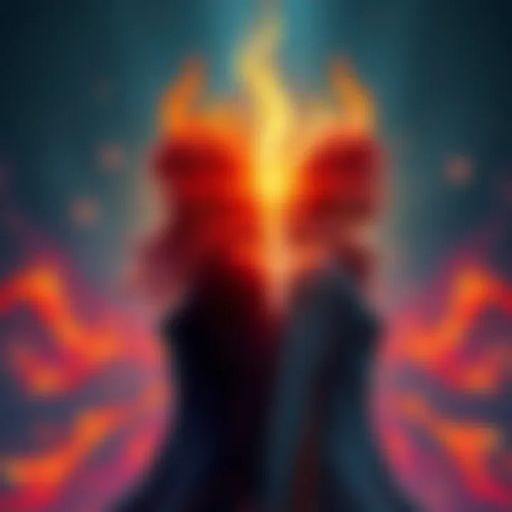 Two figures representing twin flames, connected by a glowing light, symbolizing spiritual bonds and genuine connections.
