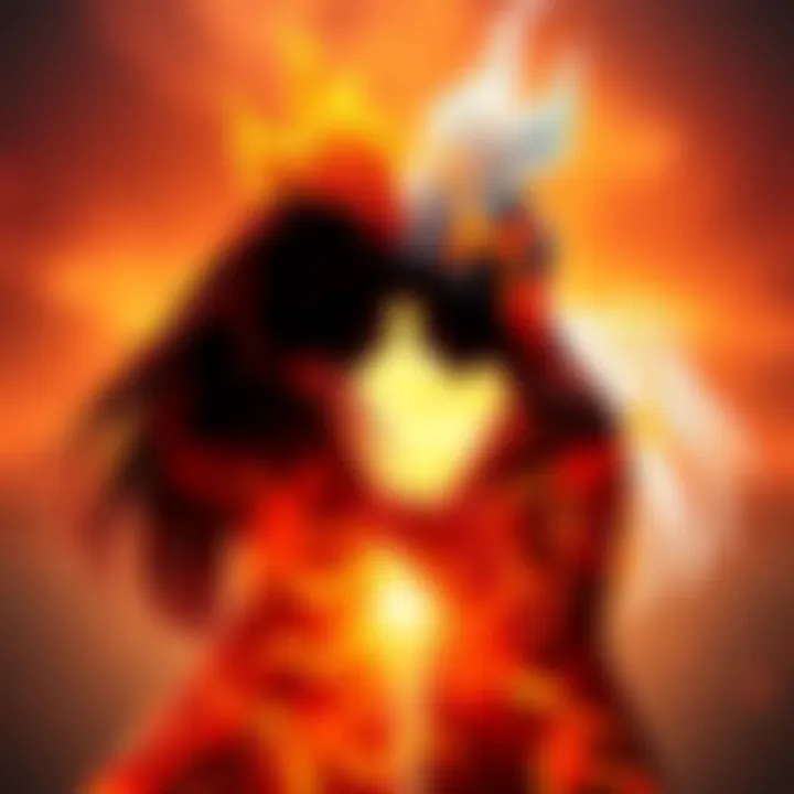 Two figures standing together, symbolizing a deep emotional bond between twin flames, with a warm and glowing background.
