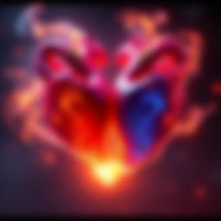 A pair of intertwined hearts surrounded by a soft glow, representing the emotional connection between twin flames even during separation.