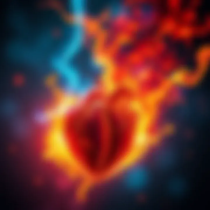 Conceptual illustration comparing twin flame connections with limerence, showcasing intertwined hearts and fiery elements