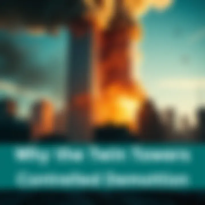 The Twin Towers collapsed, showing the destruction and debris from the buildings, with smoke rising in the background.